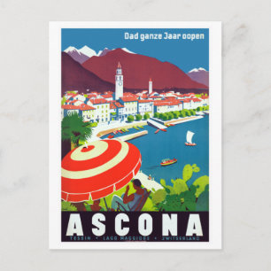 Reiseplakat Vintage Ascona Schweiz Postkarte