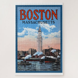 Reiseplakat Vintage Boston Harbor Massachusetts Puzzle