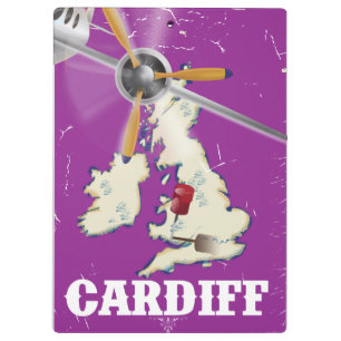 Reiseplakat Vintage Cardiff Wales Klemmbrett