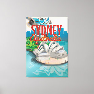 Reiseplakat Vintage Fly to Sydney, Australien Leinwanddruck