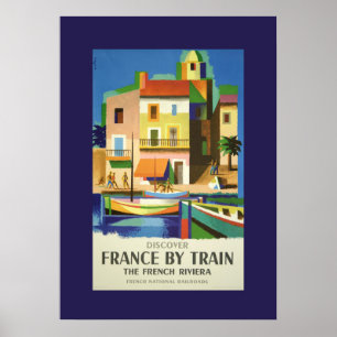 Reiseplakat Vintage Frankreich mit dem Zug Poster