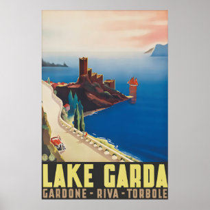 Reiseplakat Vintage Gardone Italien Gardasee Poster