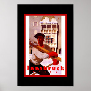Reiseplakat Vintage Innsbruck Tirol Skifahren Poster