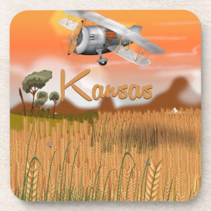 Reiseplakat Vintage Kansas Weizenfeld Untersetzer