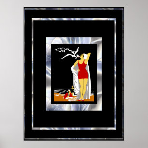 Reiseplakat Vintage New York Rote Schwimmer Poster