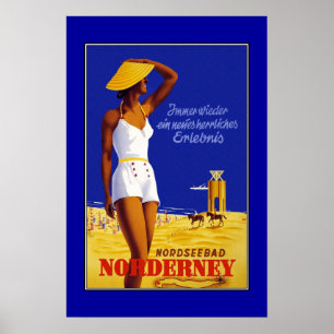 Reiseplakat Vintage Nordseebad Norderney Poster