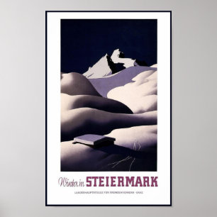 Reiseplakat Vintage Winter Steiermark Österreich Poster