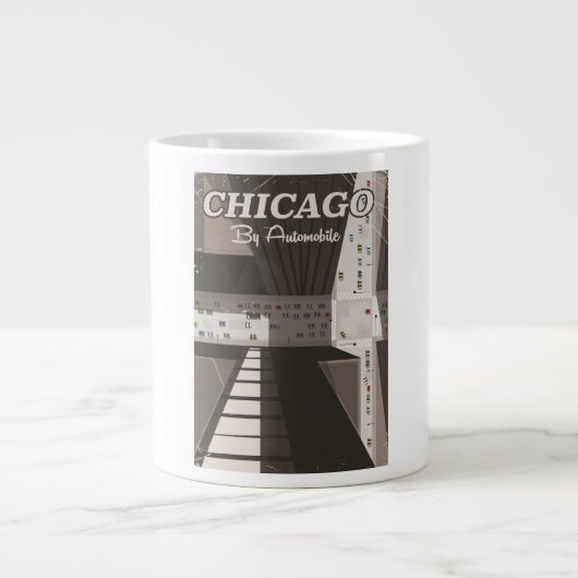 Reiseplakat von Chicago City Jumbo-Tasse (Vorderseite)