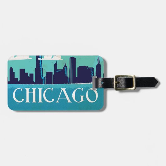 Reiseplakat von Chicago Gepäckanhänger (Vorderseite horizontal)
