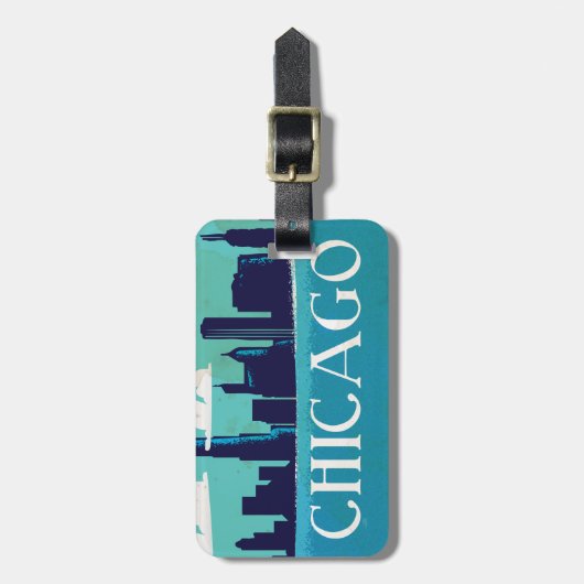 Reiseplakat von Chicago Gepäckanhänger (Vorderseite vertikal)