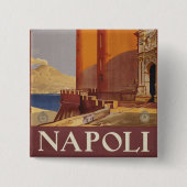Reiseplakat von Vesuv und der Bucht von Neapel Button (Vorderseite)