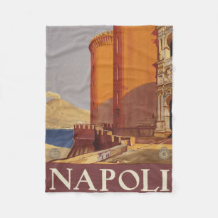 Reiseplakat von Vesuv und der Bucht von Neapel Fleecedecke