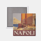 Reiseplakat von Vesuv und der Bucht von Neapel Magnet (Vorderseite/Rückseite)