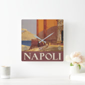 Reiseplakat von Vesuv und der Bucht von Neapel Quadratische Wanduhr (Zuhause)