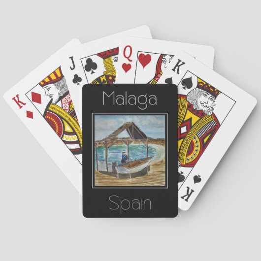 Reiseplakat Wasserfarbe Malaga Spanien Spielkarten (Rückseite)