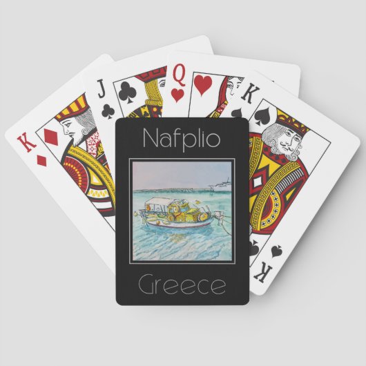Reiseplakat Wasserfarbe Nafplio Griechenland Spielkarten (Rückseite)