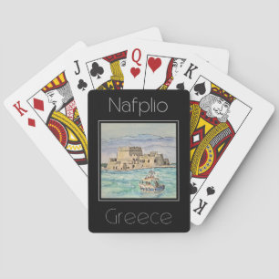 Reiseplakat Wasserfarbe Nafplio Griechenland Spielkarten
