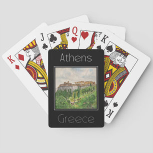 Reiseplakat Wasserfarbe von Athen Griechenland Spielkarten