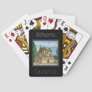 Reiseplakat Wasserfarbe von Athen Griechenland Spielkarten