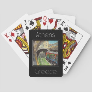 Reiseplakat Wasserfarbe von Athen Griechenland Spielkarten