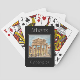 Reiseplakat Wasserfarbe von Athen Griechenland Spielkarten