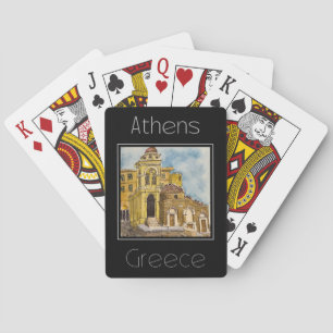 Reiseplakat Wasserfarbe von Athen Griechenland Spielkarten