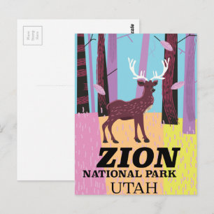Reiseplakat Zion National Park Utah. Postkarte