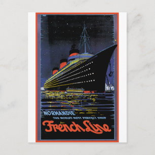 Reiseplakate im Vintage-Stil: French Line Normandi Postkarte