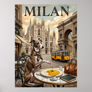 Reiseplakate im Vintage-Stil   Mailand Italien Hun Poster