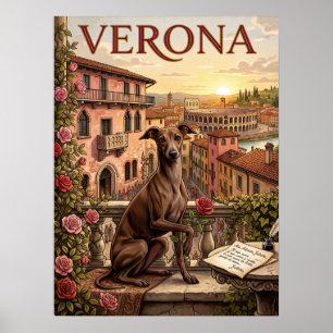 Reiseplakate im Vintage-Stil Verona Italien Hund Poster