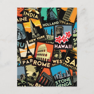 Reiseplakate Retro Vintage Europa asia usa Postkarte