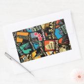 Reiseplakate Retro Vintage Europa asia usa Rechteckiger Aufkleber (Umschlag)