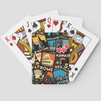 Reiseplakate Retro Vintage Europa asia usa Spielkarten