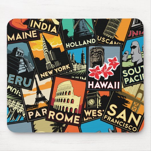 Reiseplakate retro Vintages Europa Asien USA Mousepad (Vorne)
