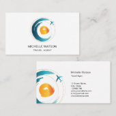Reiseplan Agent Beach Sun Ocean Airplane Urlaub Visitenkarte (Vorne/Hinten)