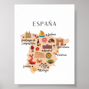 Reiseplan für Spanien Poster