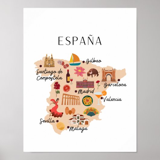 Reiseplan für Spanien Poster (Vorne)