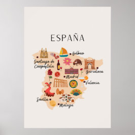 Reiseplan für Spanien Poster