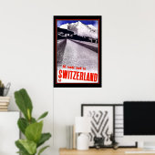 Reiseplan Vintag Schweiz Skifahren Poster (Heimbüro)