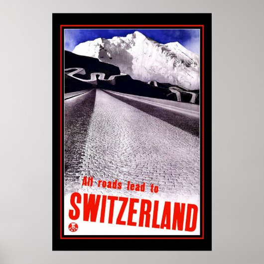 Reiseplan Vintag Schweiz Skifahren Poster (Vorne)