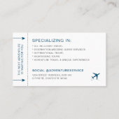 Reiseplaner Agent Boarding Pass Visitenkarte (Rückseite)