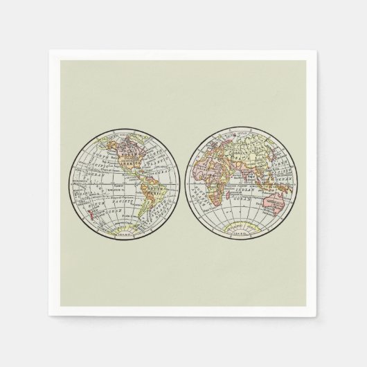 Reiseplaner Erde 1916 Welatlas Serviette (Vorderseite)