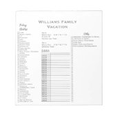 Reiseplaner Karo-Liste Notizblock (Vorderseite)