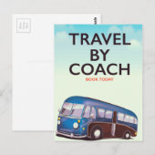 Reiseplaner mit Reisebus Britisch Postkarte (Vorne/Hinten)