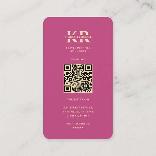 Reiseplaner Moderne Reiseagentur Pink Karte (Rückseite)