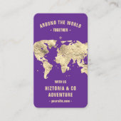 Reiseplaner Moderne Weltkarte Royal Lila Visitenkarte (Vorderseite)