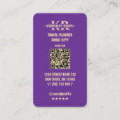 Reiseplaner Moderne Weltkarte Royal Lila Visitenkarte (Rückseite)