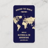 Reiseplaner World Map Modern Midnight Blue Visitenkarte (Vorderseite)