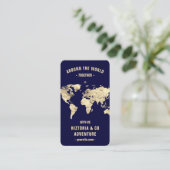 Reiseplaner World Map Modern Midnight Blue Visitenkarte (Stehend Vorderseite)