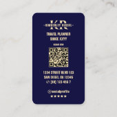 Reiseplaner World Map Modern Midnight Blue Visitenkarte (Rückseite)
